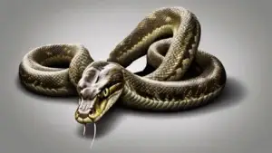 Brown snake making hissing sound with two fangs