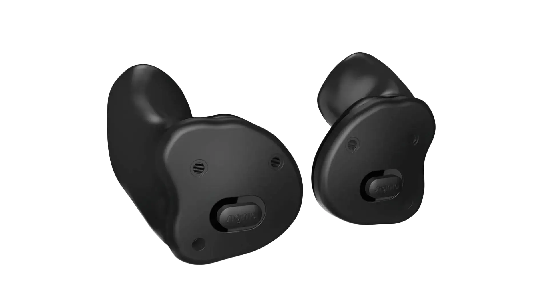 Hearing aids in black.