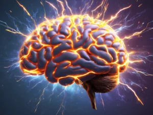 Brain showing the connection between hearing loss and auditory deprivation with visual representation of how they are linked.