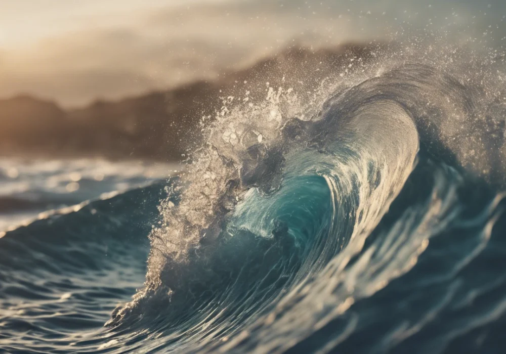 Rolling waves in the ocean.